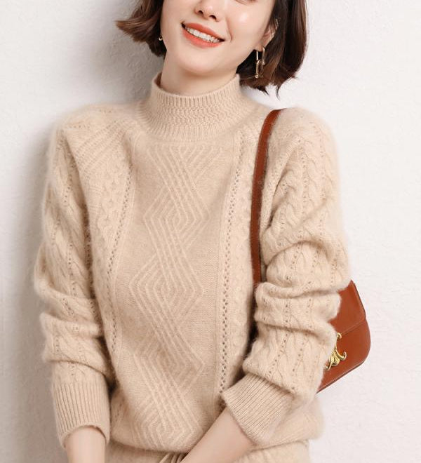 Eva Zopfstrick-Rollkragenpullover
