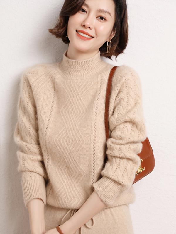 Eva Zopfstrick-Rollkragenpullover