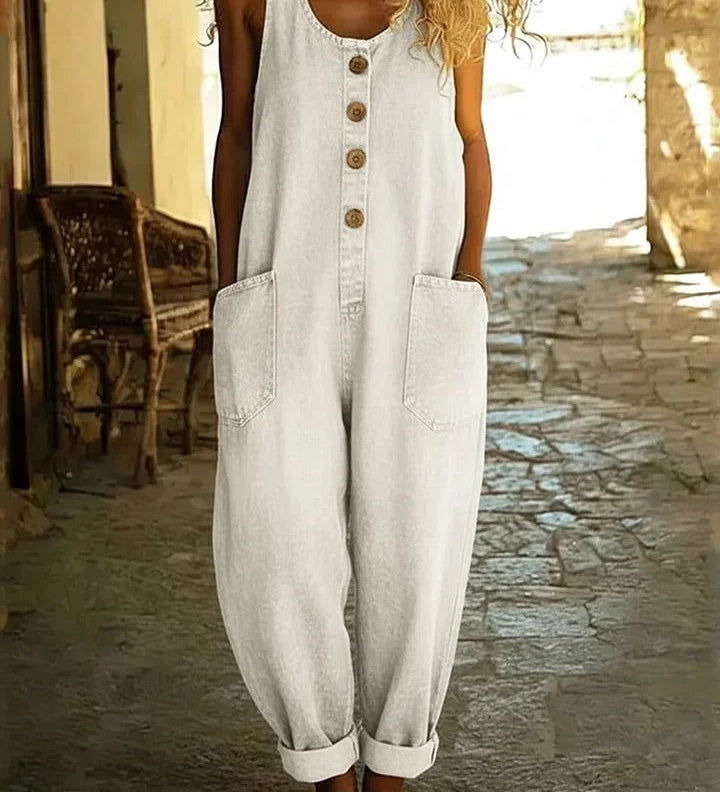 Zoe | Vintage-Wash Denim-Jumpsuit