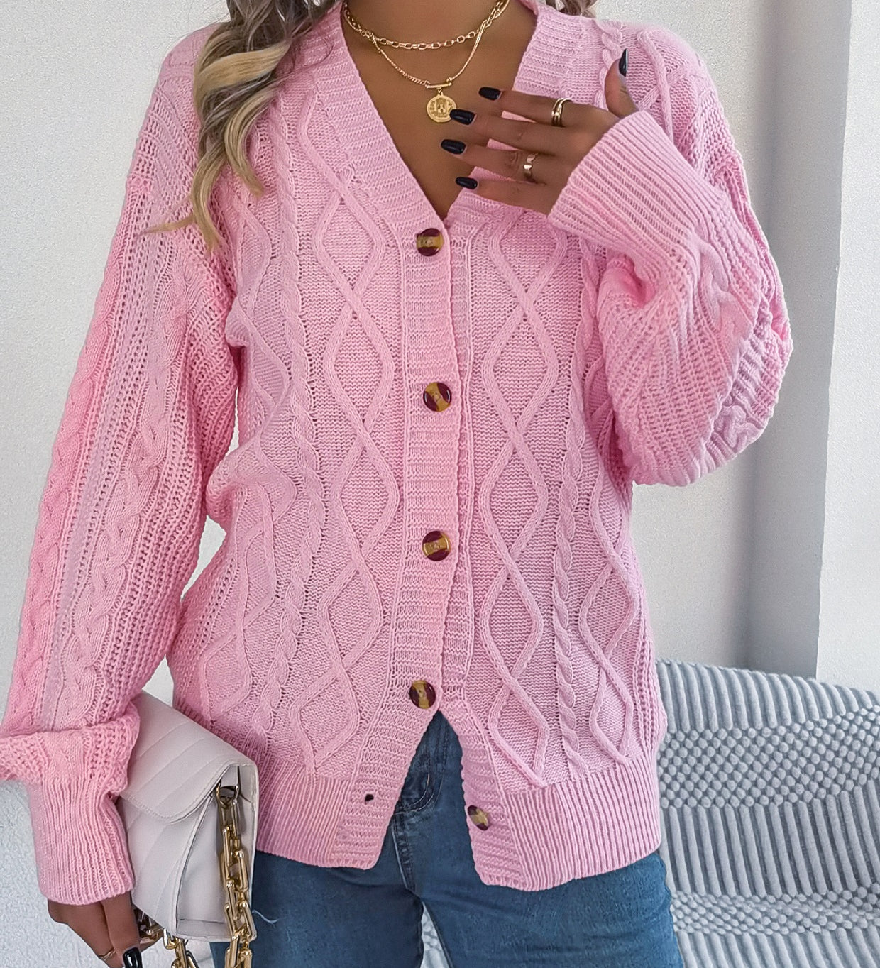 Sophie Cable-Knit Strickjacke für Damen