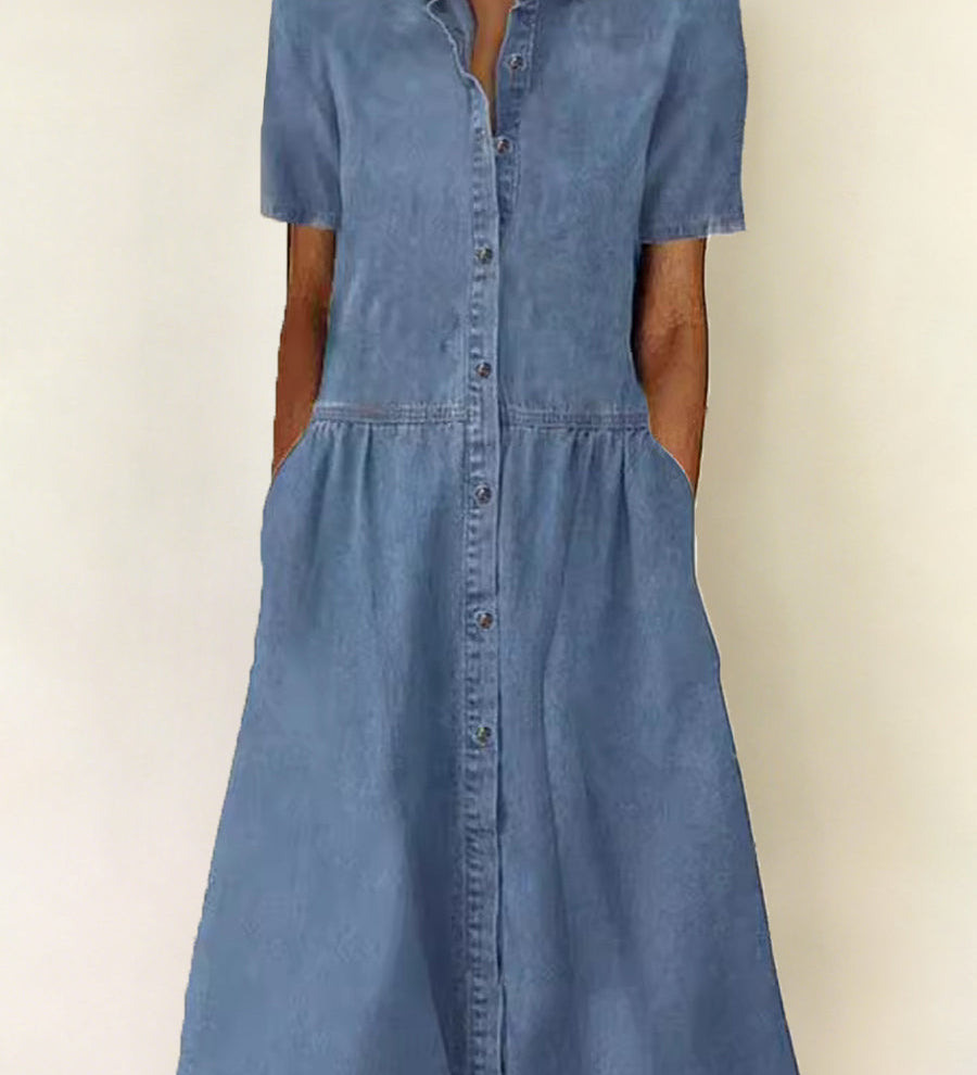 Bethany | Kurzärmliges Denim-Kleid